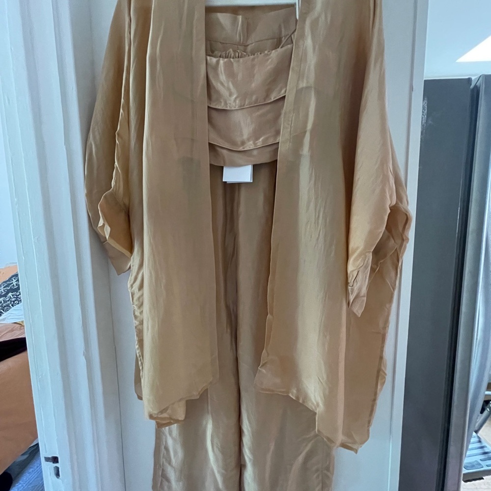 Palumi & Harsh Nude Pink Pantsuit and Crop Top and Blazer-color coordinated set